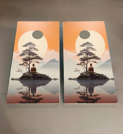 Zen Morning: Cornhole Boards, 2'-4' Solid Wood (Set of 2)